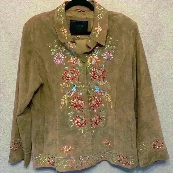 Avanti Tan Embroidered Pea Coat - Picture 1 of 10